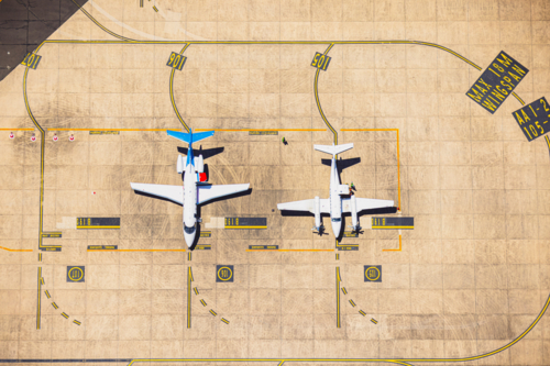RFDS Pilatus PC-24 and King Air B300 parked at Sydney Airport - Australian Stock Image