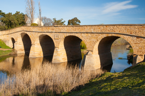 Richmond historic bridge in Richmond near Hobart, tasmania, Australia - Australian Stock Image