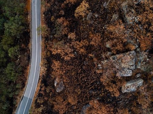 Road acting as a firebreak - Australian Stock Image
