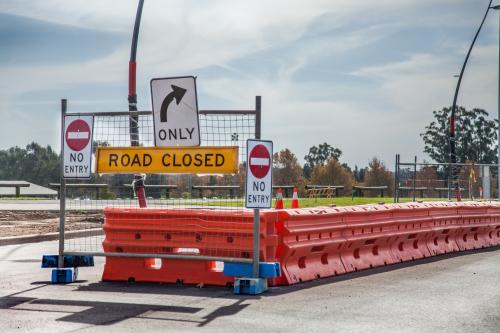 Road closed, road work signs - Australian Stock Image