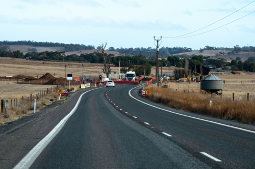 Road repair road block, Clare Valley, South Australia - Australian Stock Image