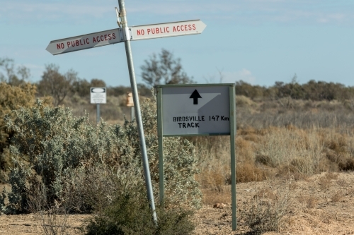 Road signs on rural road - Australian Stock Image