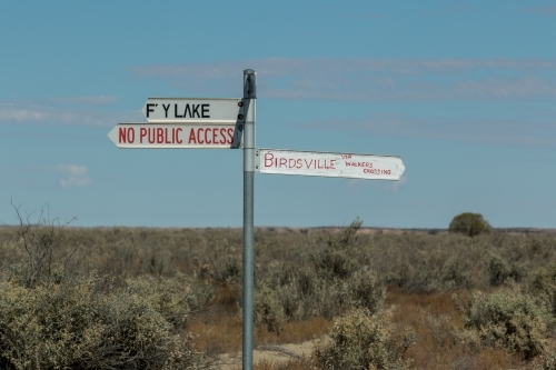 Road signs on rural road - Australian Stock Image
