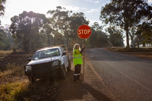 Road Traffic Controller on Australian Country Road