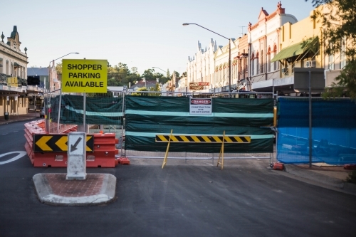 Roadworks signage at road construction site - Australian Stock Image