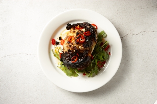Roasted cauliflower salad dish - Australian Stock Image