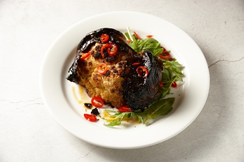 Roasted cauliflower salad dish - Australian Stock Image
