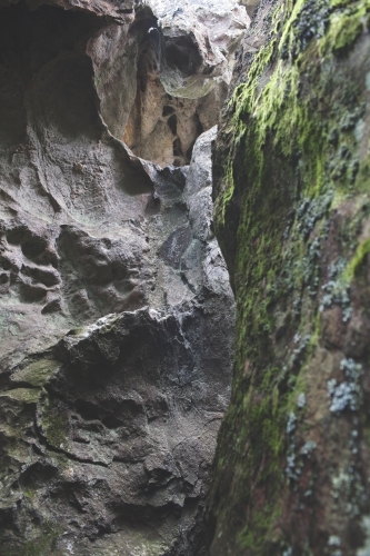 Rock faces with moss - Australian Stock Image