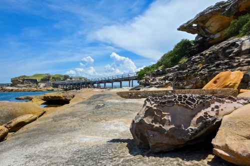 Rock formations at Bare Island, La Perouse - Australian Stock Image