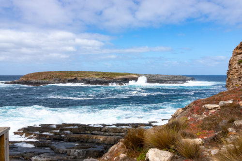 Rocky Coastline and Crashing Waves at Admirals Arch, Kangaroo Island - Australian Stock Image