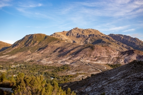 Rocky mountains and blue sky - Australian Stock Image