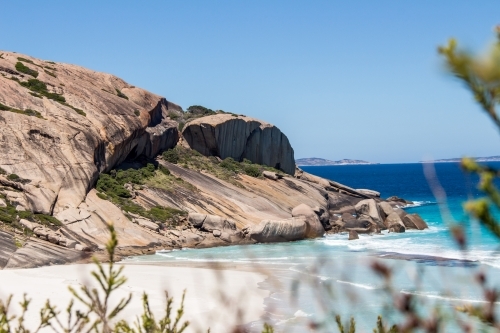 Rocky outcrop meets the ocean - Australian Stock Image