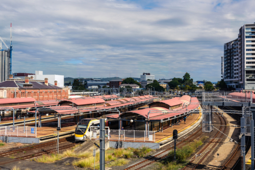 Roma Street Train Station with a Train at the Platform - Australian Stock Image
