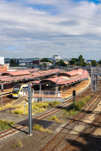 Roma Street Train Station with a Train at the Platform - Australian Stock Image