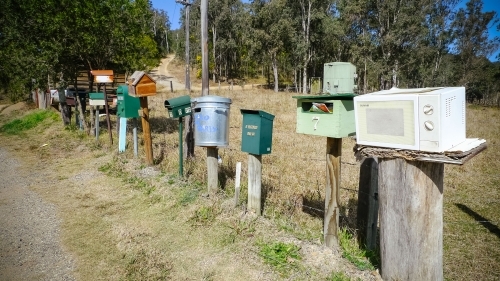 Row of rural postboxes