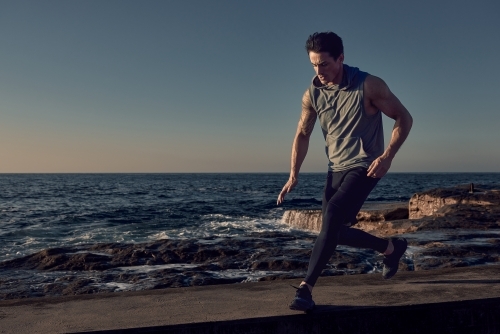 Running man in the early morning - Australian Stock Image