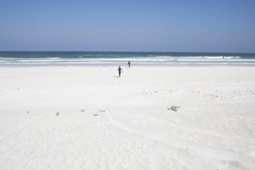 Running on beach to catch surf - Australian Stock Image