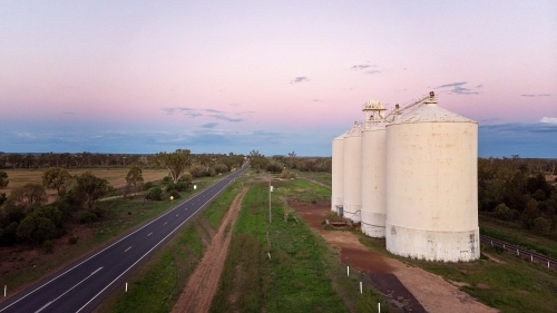Rural Aerial View Queensland Silos. - Australian Stock Image