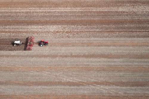 Rural Outback Aerial Landscape With Tractor