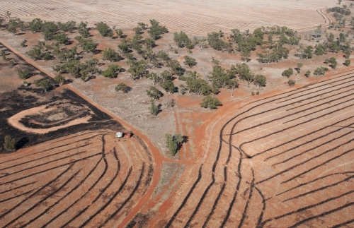 Rural Outback Aerial Landscape With Water Tank - Australian Stock Image