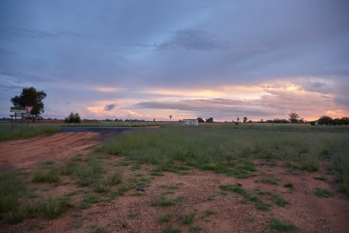 Rural roadside and landscape on sunset - Australian Stock Image