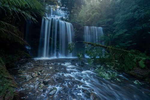Russell Falls on a cold, sunny morning - Australian Stock Image