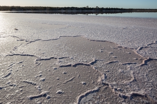 Salt crust pattern on salt lake - Australian Stock Image