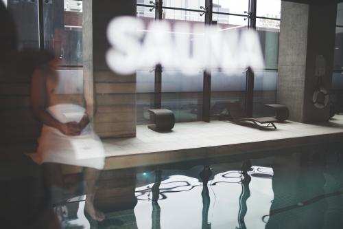 Sauna with Pool reflection