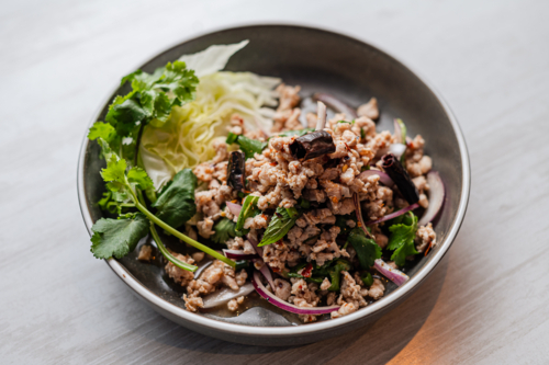 Savoury minced meat dish features a blend of herbs and spices - Australian Stock Image