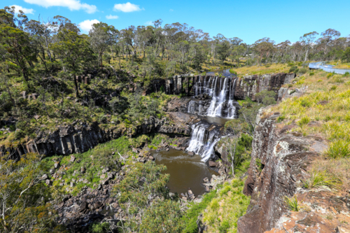 Scenic view of Ebor Falls and surrounding natural landscape in New South Wales, Australia. - Australian Stock Image