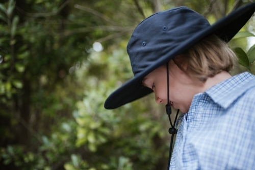 School girl in a hat - Australian Stock Image