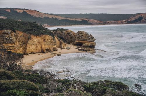 Seascape of cliffs, beach and sea along the Great Ocean Road