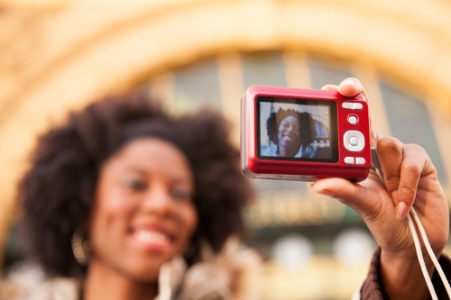 Selfie in Front of the Station - Australian Stock Image