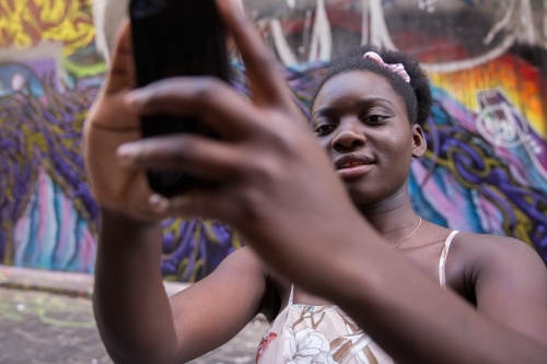 Selfies in Hosier Lane - Australian Stock Image