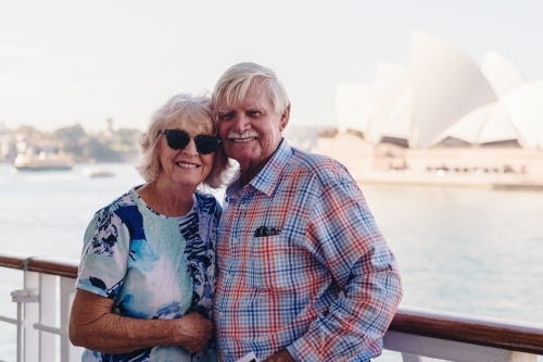 senior couple leaving on a cruise - Australian Stock Image