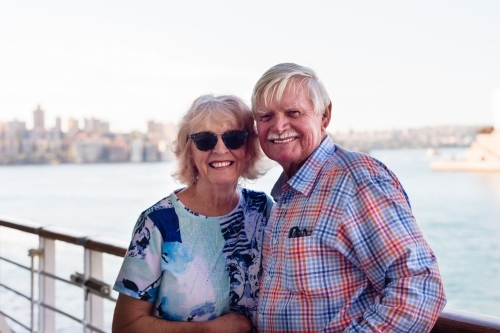 senior couple leaving on a cruise - Australian Stock Image