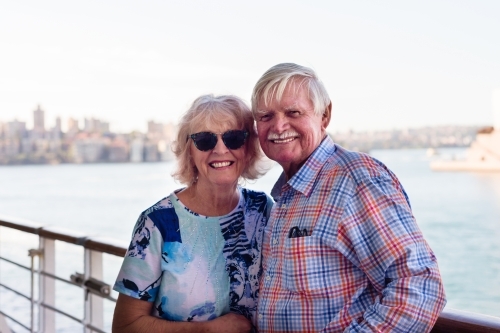 senior couple leaving on a cruise