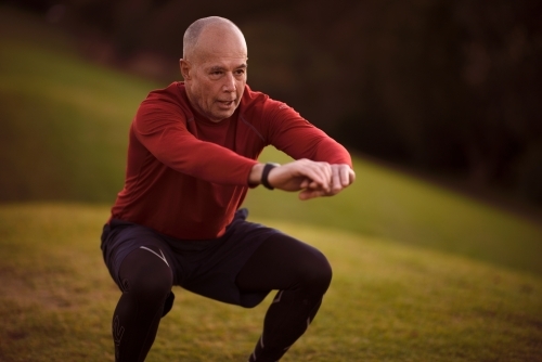 Senior Mature Runner in the morning - Australian Stock Image
