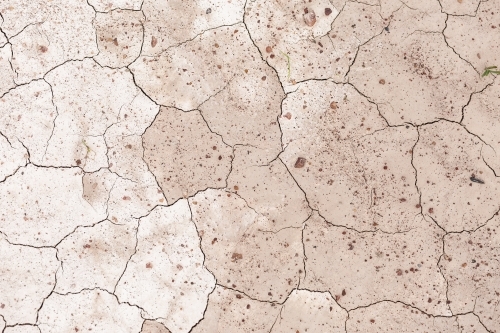 Shattered clay soil cracking as it dried - Australian Stock Image