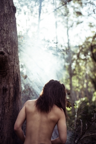 Person with nature in forest