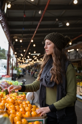 Shopping at South Melbourne Market - Australian Stock Image