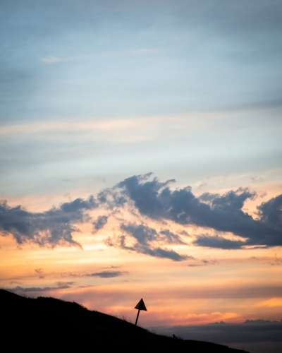 Silhouetted Sign at Sunrise - Australian Stock Image