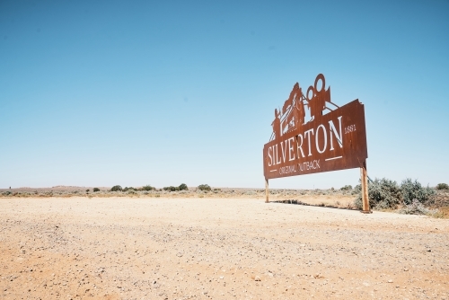 Silverton Town Outback Sign in the NSW desert