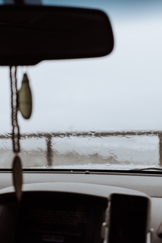 Sitting in the car on a wet day - Australian Stock Image