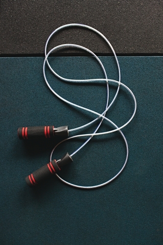 Skipping rope on floor of a gym - Australian Stock Image