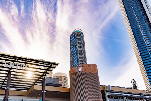 Skyscrapers in Cavill Avenue at Surfers Paradise on the Gold Coast - Australian Stock Image