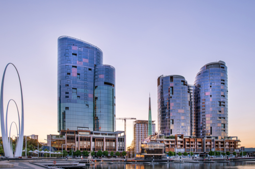 Skyscrappers at elizabeth quay perth - Australian Stock Image