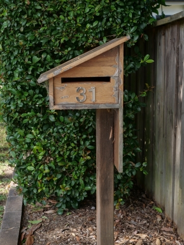 Slanted letterbox for #31 - Australian Stock Image