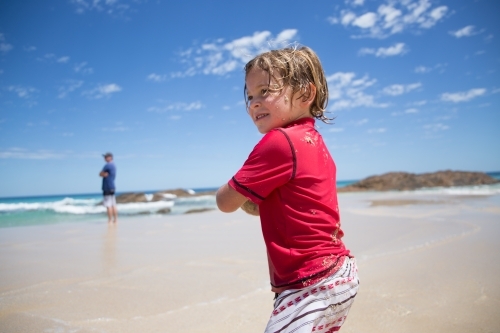 Small boy at beach - Australian Stock Image