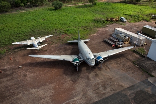Small planes in airfield - Australian Stock Image